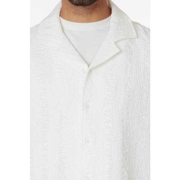 NEW HAWKS BAY men’s textured short sleeve shirt in white - Picture 4 of 4